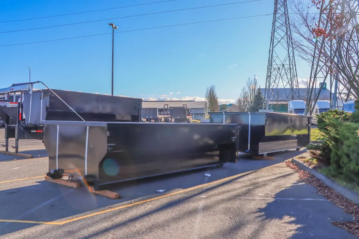 Roll-off dumpster ready for waste disposal at job site for Estate Cleanout Dumpster Rental in Running Springs